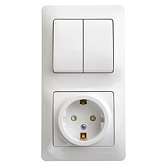 Блок комбинированный GLOSSA розетка защ. шторки с заземл.+ выкл. 2кл. бел. SchE GSL000174