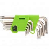 Набор ключей имбусовых Tamper-Torx, 9 шт: TTT10-T50,  45x, закаленные, короткие, никель.//Сибртех