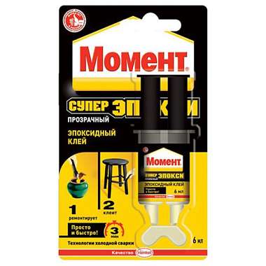 Клей Henkel Момент Супер Эпокси прозрачный 6мл шприц (4/48)