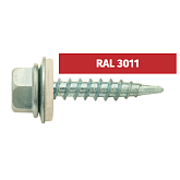 Саморезы кровельные 4,8х19-20 RAL3011 красно-коричневые сверло (250 шт)