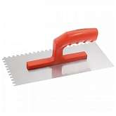 Гладилка стальная, 280 х 130 мм, зеркальная полировка, пластмас. ручка, зуб 6 х 6 мм// MATRIX 86775