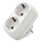 Разветвитель 2 гнезда с заземл. плоский 16А UNIVersal А302