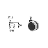 Опора колесная D65, стержень d11 мм, Модель DRHAD, десмопан, со стопором, чёрная/серая 112525356N3