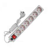 Удлинитель с сетевым фильтром 6х10м с заземл. 10А IP20 защ. шторки ПВС 3х0.75 бел. UNIVersal 967U-30