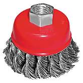 Корщетка-чашка, гайка М14, стальная витая проволока 100 мм, 39468
