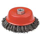 Корщетка-чашка, гайка М14, двухрядная стальная витая проволока 120 мм, 39489