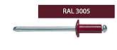 Заклепки комбинированные 4,0х10 RAL 3005 красн.вино (1 000 шт)
